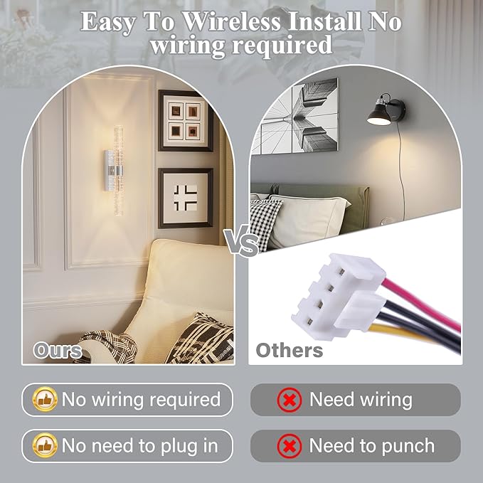 camuucci Battery Operated Sliver Wall Sconces Set of 2 Rechargeable Battery Powered Wall Light with 18000mAh Indoor Not Hardwired Dimmable Wall Lamp Fixtures for Bedroom Living Room 15.3 Inches