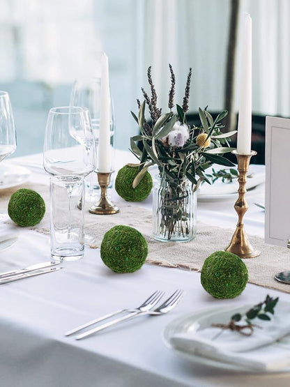Biubee 6Pack Decorative Faux Dried Moss Balls- 3" Artificial Green Plant Mossy Globes Handmade Sphere Moss Gift for Home Dough Bowl Vase Chinoiserie Decors Party Wedding Display