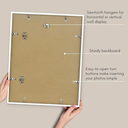 Americanflat 16x20 Picture Frame with Polished Plexiglass - Use as 12x16 Frame with Mat or Display 16x20 Photo Without Mat - Streamline Collection - Thin Border Picture Frames for Wall - White
