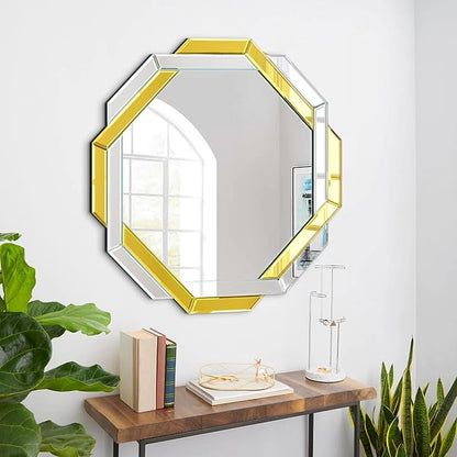 Bathroom Mirror Gold - 30”X30” Wall Mirrors Decorative, Beveled Edge Frameless Mirror for Wall Bathroom, Vanity Room, Bedroom, Living Room and Enterway