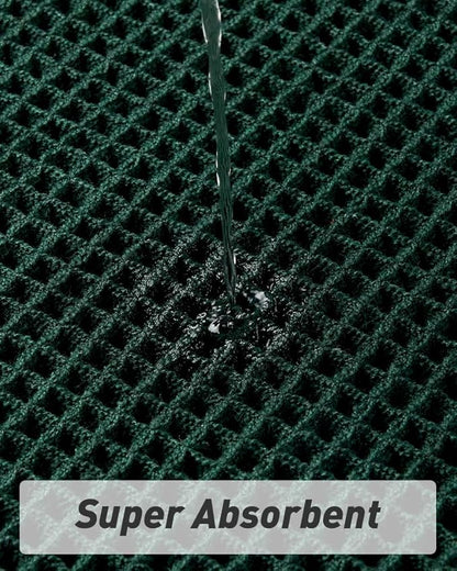 Upgraded Waffle Runner Rug, Super Absorbent Non Slip Bath Mats for Bathroom Floor Machine Washable Bathroom Runner Rug with Tassels Ideal for Hallway Bedroom Laundry Room, Dark Green, 2'x6'(24" x 72")