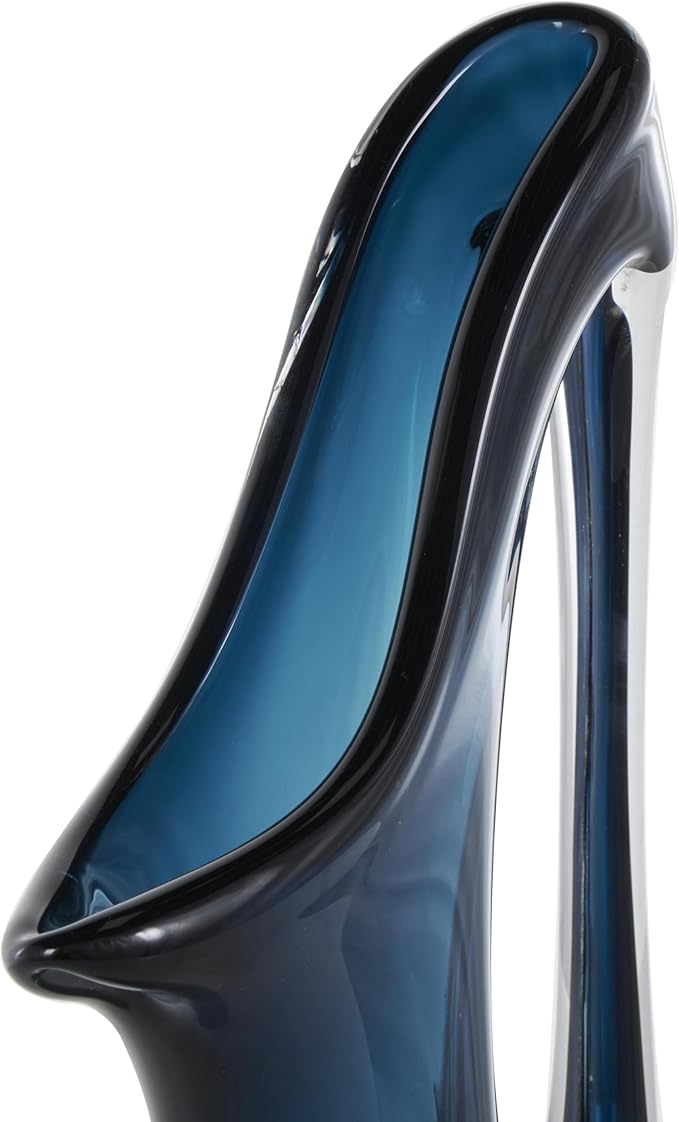 Deco 79 Glass Abstract Decorative Vase Ombre Centerpiece Vase with Cutout Handle and Elongated Opening, Flower Vase for Home Decoration 10" x 5" x 21", Blue