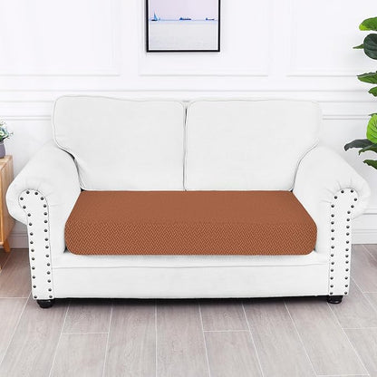 Smiry Waterproof Couch Cushion Covers, Stretch Jacquard Thick Sofa Cushion Covers, Washable Seat Slipcover Elastic Furniture Protector for Pets, Kid (Medium, Rust)