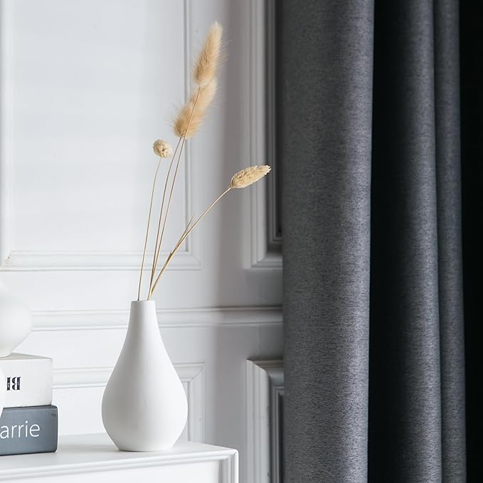 Tanvecle Small White Vases, Ceramic Bud Vase Set of 5, Mini Pottery Vases for Pampas Grass, Flowers, Decorative Vases for Home Modern Decor, Rustic Decor, Veses for Living Room Dining Table Shelves