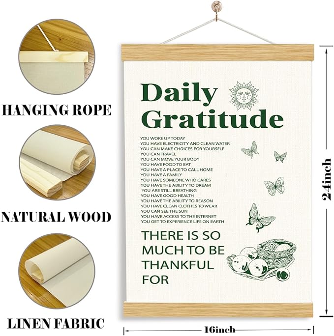 YGSDZY Therapy Canvas Poster, Daily Gratitude Poster, Inspirational Wall Decor Art, Home Decor for Living Room Bedroom, Decoration for Calm Down Corner, Mental Health Wall Art, 11.8 * 15.7