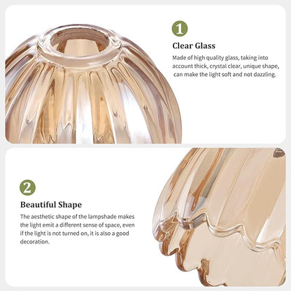 Tulip Lamp Shades Replacement, 5" Dia. * 4.25" H Amber Glass Sconce Shade Heavy and Thick for Wall Sconces Pendant Lights Ceiling Lights Chandelier, 1 Pack