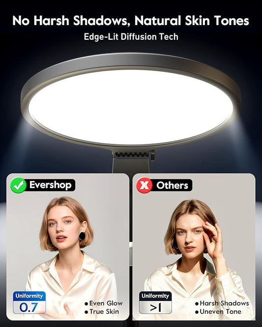 2300 Lumens Ring Light with Stand for Desk, Computer & Laptop – Podcast & Streaming Light with Flexible Phone Holder, CRI 98+ Bright Yet Soft Influencer Light for Video Recording, Conference & Calls