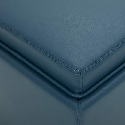 CHITA Storage Ottoman Cube with Tray Lid, Small Footstool with Storage, Square End Table for Living Room and Bedroom, Faux Leather in Dark Blue