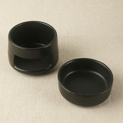 Ceramic Essential Oil Burner Tealight Candle Holder Decorative Aroma Diffuser Separable Dark Green