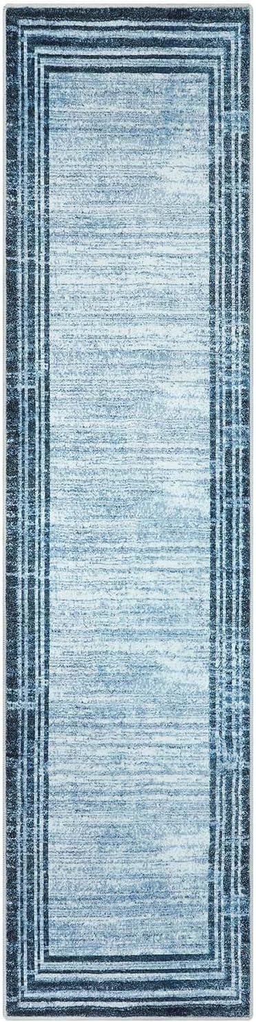 Lahome Modern Abstract Runner Rug, Washable Blue 2.5x10 Kitchen Runner Non Slip Runners for Hallways 10ft, Low-Pile Long Entryway Rug Indoor Soft Carpet Runner for Bedroom Hall