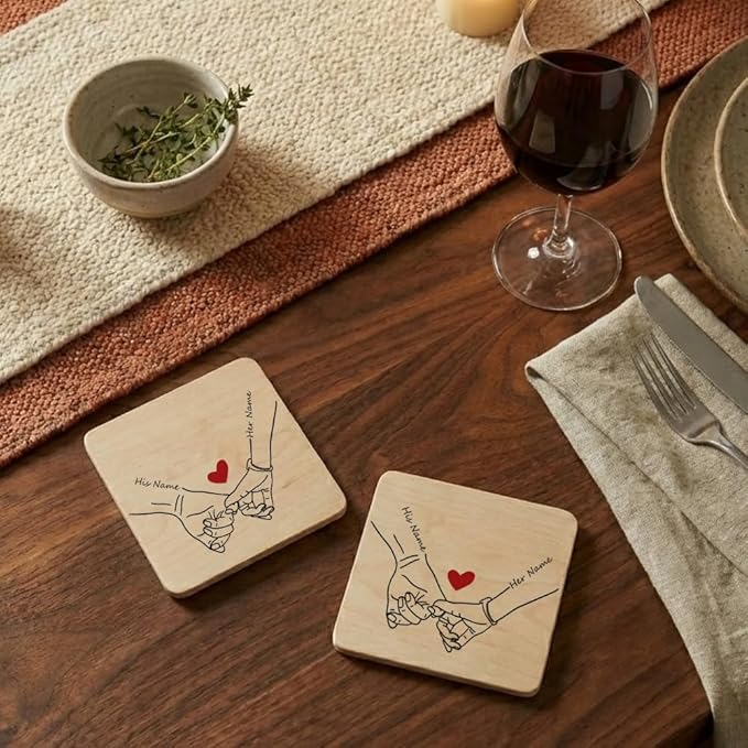 Luxury Custom Couples Wooden Coaster, Gifts for Boyfriend Girlfriend, Valentines Day Gift Gor Him Her, Wedding, Birthday, Anniversary, Christmas 3