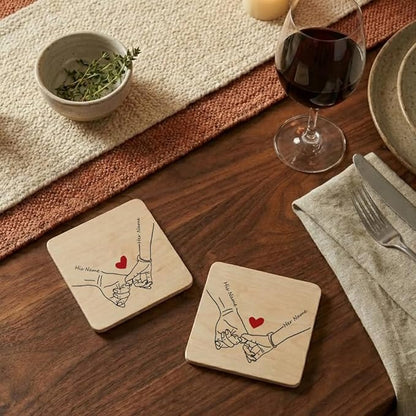 Luxury Custom Couples Wooden Coaster, Gifts for Boyfriend Girlfriend, Valentines Day Gift Gor Him Her, Wedding, Birthday, Anniversary, Christmas 3