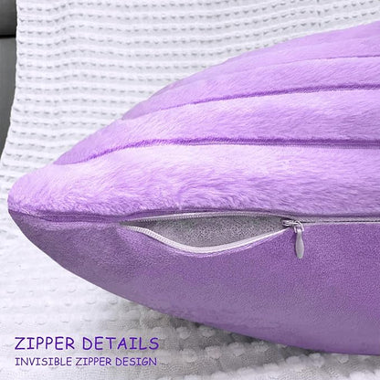 1 Pack 18x18 Pillow Cover Velvet Pillow Covers, Faux Fur Square Throw Pillow Covers for Living Room Decorations Throw Pillow Case, Throw Pillow Cover Cushion Cover for Home Sofa Bedroom Car, Violet