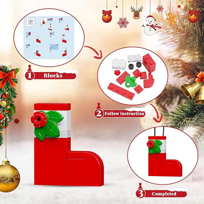 Christmas Advent Calendar 2025 Blocks Ornament Decor Sets Compatible with Lego, Santa Nutcracker Gingerbread Reindeer Building Toys Sets, 24 Days Countdown to Christmas Toys Gifts For Boys and Girls