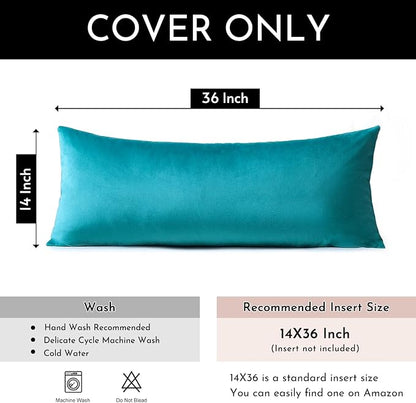 Artscope Luxury Velvet Lumbar Pillow Cover Super Soft Decorative Rectangle Pillowcases Soft Solid Cushion Cases for Couch Sofa Bedroom Car Decor 14x36 Inch Teal