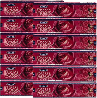 Fresh Rose Incense Sticks and Incense Stick Holder Bundle Insence Insense Satya