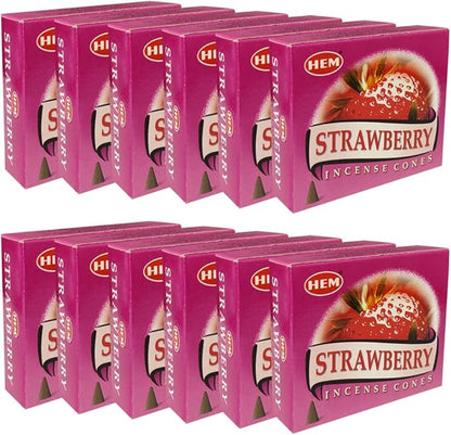 Strawberry Incense Cones and Cone Incense Burner Bundle Insence Insense Hem Incense