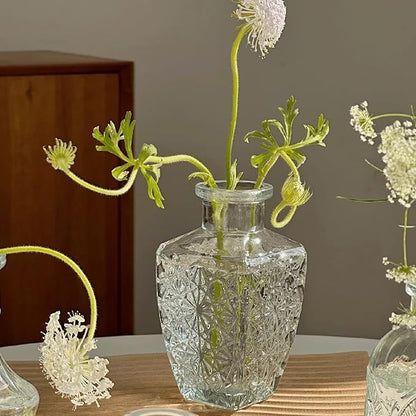 Glass Bud Vases Set of 12, Small Clear Vases for Centerpieces, Mini Glass Vases in Bulk, Vintage Vases Assorted Tiny Flower Vase for Baby Shower Wedding Floral Arrangements Home Table Decorations
