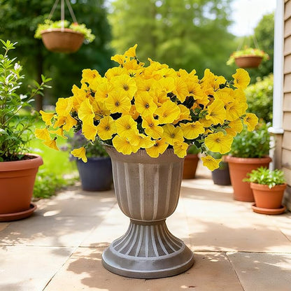 Artificial Silk Flowers for Outdoor Decoration,12 Bundles Faux Flowers Colorful Morning Glory with Eucalyptus Fake Plants Greenery UV Resistant for Outside Front Door Planter Porch Patio Yard