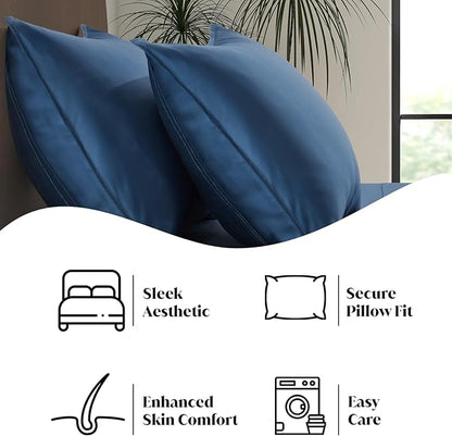 Luxury Bamboo Market | King Size Bed Sheet Set | 100% Viscose Made from Bamboo | Organically Grown | Ultra Soft | Cooling Sheets for Hot Sleepers | 17" Deep Pocket [Midnight Blue]