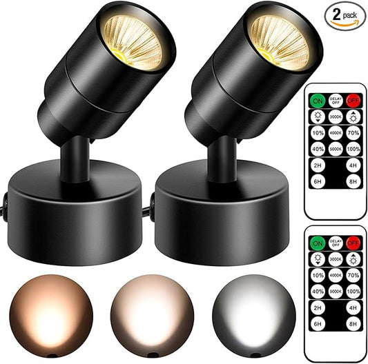 5W LED Indoor Spotlights with Remote - Dimmable & Timer, 3 Color Temperatures, 3000K/4000K/5000K- Ideal for Plants, Pictures & Artwork - Floor & Wall Accent Lights with 5.9FT Plug Cord