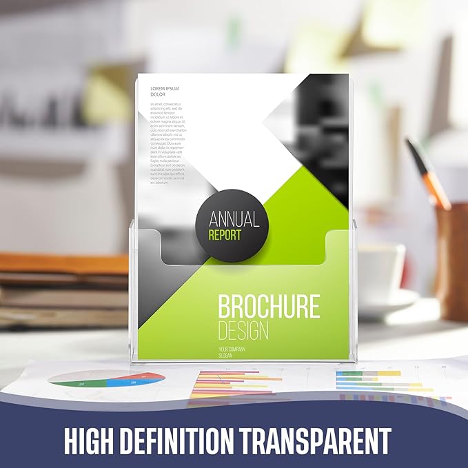 Thyle 10 Pcs Acrylic Brochure Holder Stand 8.5 x 11 Inch Plastic Flyer Holder Pamphlet Display Countertop Clear Paper Organizer Stand Acrylic Literature ‌Holding Hevice for Magazine Booklets Menu