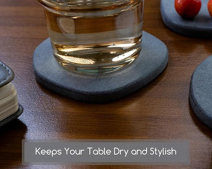 Diatomaceous Earth Coasters,3.9"x3.9", Quick-Dry, Absorbent, Heat-Resistant, Modern Stone Design, Dark Gray, Irregular Shape (4, Grey)