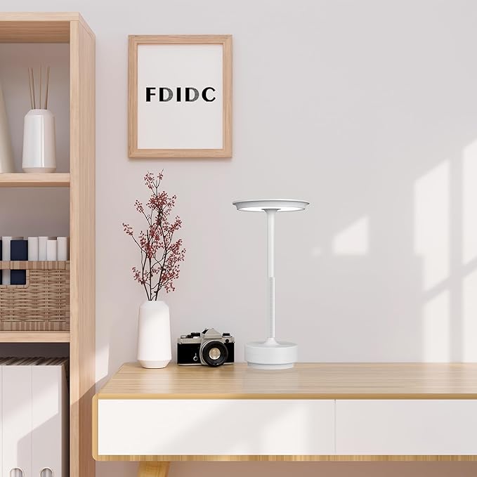 Rechargeable Cordless Table Lamp, Portable 5000mAh LED Touch Table Light, 3 Color Stepless Dimming Battery Powered Table Lamp for Outdoor/Restaurant/Patio.(Light Gray)