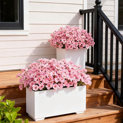 Artificial Flowers for Outdoor Faux Plants for Spring Summer Decoration, UV Resistant Realistic Silk Plastic Fake Flowers Garden Porch Patio Balcony Yard Front Home Decor, 24 Bundles