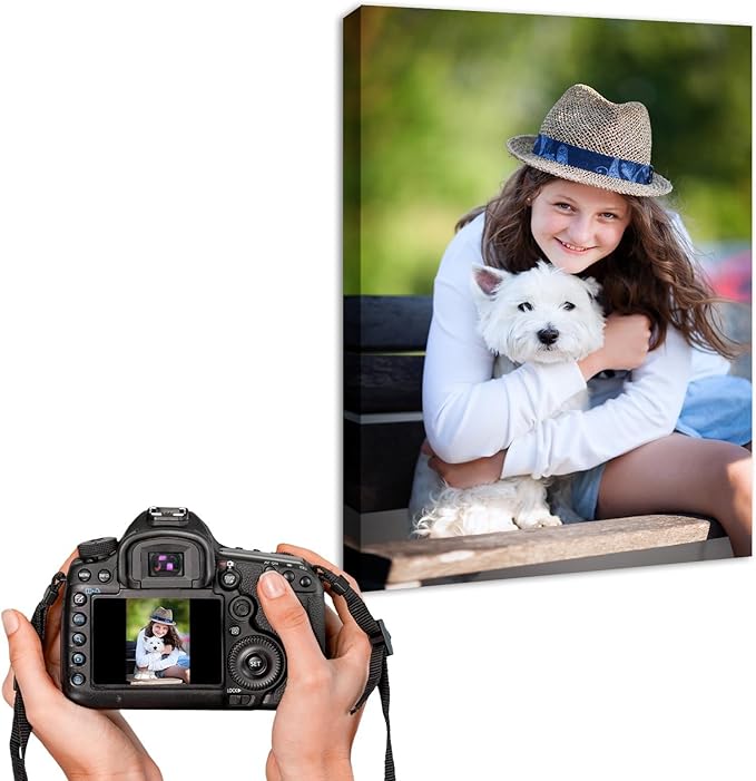 YYYYHPP Canvas Prints with Your Photos, Personalized Photo to Canvas Wall Art,Canvas Printing for Wedding, Family, Baby, Pets, Home Office Decor, Wrapped Frame 12"x18"