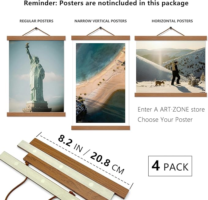 4 Pack Magnetic Picture Frames - 8x10 8x12 8x18 Poster Frame Hanger for Photo Picutre Canvas Artwork Art Print Wall Hanging