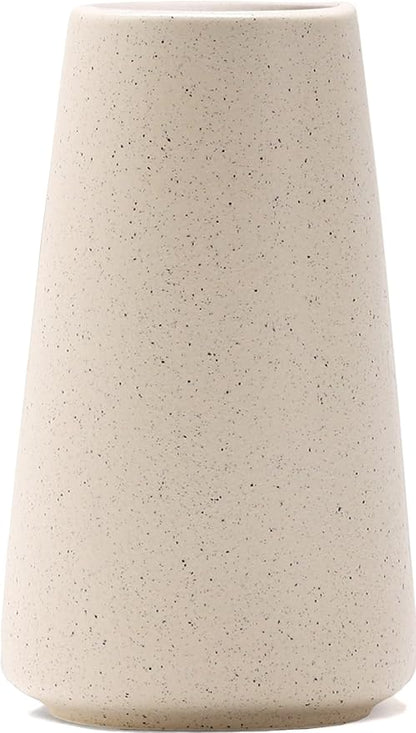 Beige Vase - Beige Ceramic Vase, 6“ Neutral vase Home Decor, Boho Off White Cream Vases for Flower, Minimalist Modern Ivory vases for Centerpieces, Room Decor, Living Room, Bedroom or Gift