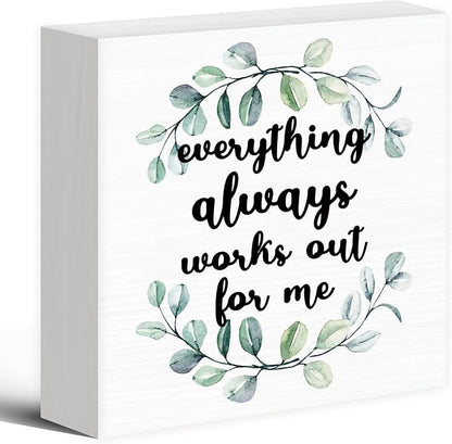 Inspirational Office Psychology Wood Box Sign Desk Decor, Positive Educational Mental Health Wooden Block Sign Decorations for Home School Classroom Counselling Room Wall Tabletop Shelf Decor