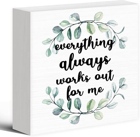 Inspirational Office Psychology Wood Box Sign Desk Decor, Positive Educational Mental Health Wooden Block Sign Decorations for Home School Classroom Counselling Room Wall Tabletop Shelf Decor