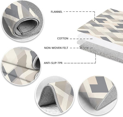 Modern Area Rug Living Room Rugs 6x8, Minimalist Soft Boho Geometric Rug, Non-Slip Washable Low Pile Non Shedding Carpet for Bedroom Office Dining Room Kitchen Nursery, Gray Beige White