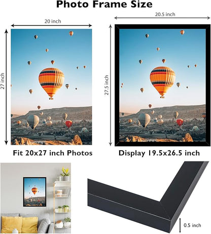 20x27 Picture Frame Set of 2 Black for Puzzles Poster Photo Picture, Horizontal and Vertical Formats for Wall Hanging, 20 x 27 Wall Gallery Puzzles Frame for 20 by 27 Photos Posters, 2 Pack,Black