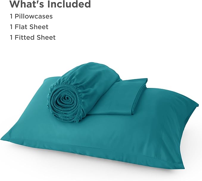 Bedsure Cooling Sheets Twin, Rayon Derived from Bamboo, Breathable & Soft Twin Sheets Set, Deep Pocket Up to 16 Inches, Hotel Luxury Silky Bedding for Hot Sleepers, Turquoise