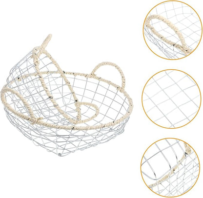 Toyvian 2pcs Wire Basket Storage Organizer Versatile Iron Baskets for Home Office Kitchen Decorative Containers for Fruits Bread and Office Supplies