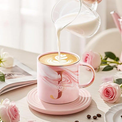 Valentines Day Gifts for Her, Anniversary Birthday Galentines Gifts for Women Mom Grandma Friend Sister Wife Teacher Coworker, Personalized Initial Customized Gift Monogrammed A-Z Coffee Mug 12 OZ(J)