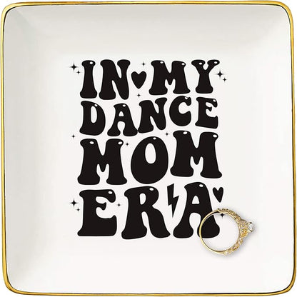 NZY Birthday Christmas Gifts for Dancer Mother,Dancing Team Gift,Dance Coach Mother Present,Dancer Teacher Mom Present,Ceramic Jewelry Tray Trinket Holder Ring Dish,In My Dance Mom Era