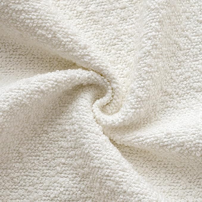 Woaboy Pack of 2 20x20 Inch Decorative Boucle Throw Pillow Covers Textured Square Pillowcaes Accent Solid Cozy Soft Cushion Covers Christmas Home Decor for Sofa Couch Living Room Bed,White