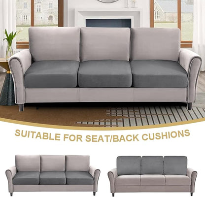 H.VERSAILTEX Individual Seat Covers Stretch Couch Covers for 3 Cushion Couch Sofa Pet Friendly Soft Suede Couch Cushion Covers Washable(3 Piece Sofa Cover,Grey)