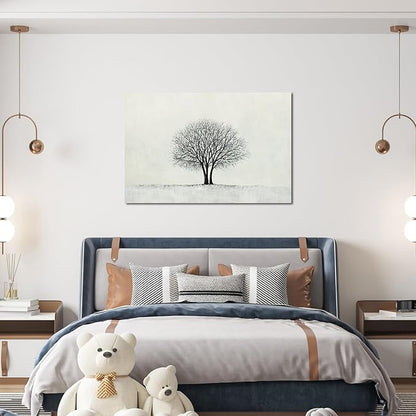 Canvas Wall Art Decor Wall Pictures for Living Room Canvas Art Wall Decor Large Black and White Wall Art Prints Minimalist Tree Wall Art Artwork for Walls Home Office Aesthetic Wall Art Decor 32" x 48"