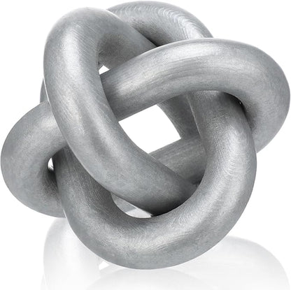 Yalikop 3 Link Wood Knot Decor Rustic Home Décor Accents Hand Carved Coffee Table Decoration, Boho Chain Link Decoration, Modern Shelf, Rustic Objects for Home Living Room Bedroom (Silver)