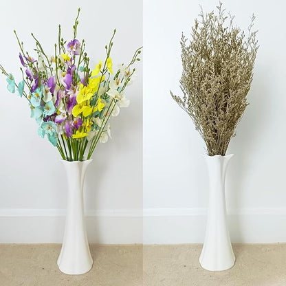 12Inch Tall White Ceramic Vase for Home Decor, Modern Textured Vase for Living Room, Farmhouse, Shelf, Table Centerpieces