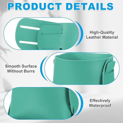 PATIKIL 2Pack Leather Desk Organizer, Leather Pencil Pen Holder Jewelry Valet Tray Hair Accessories Organizer for Bedroom Drawer Office Key Wallet Watch Pen Pencil Glasses, Mars Green
