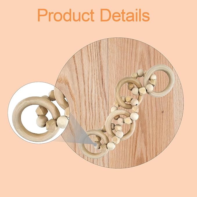 Wxqbjtam Wooden Chain Link Decor, 4-link Decorative Wooden Chain for The
