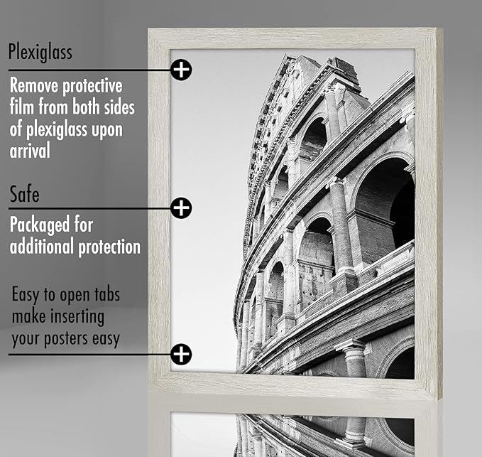 Americanflat 20x24 Picture Frame with Polished Plexiglass - Wide Picture Frames Made of Engineered Wood for Vertical or Horizontal Wall Display - Epic Collection - Grey