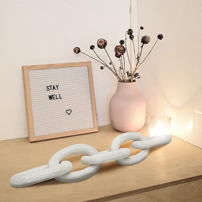 Decorative Wood Link Chain Wooden Chain Decor 5 Link Decoration for Family Party Home Office Decoration Supplies(White)
