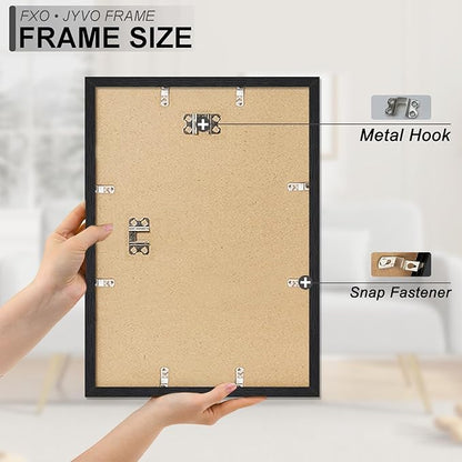 Engineered Wood 14x16 Picture Frame Set of 6, Black Frame for 14 x 16 Inch Picture Poster Photo, Light Weight 14 by 16 Frame with Wood-grain for Wall - 6 Pack/Black/14 x16